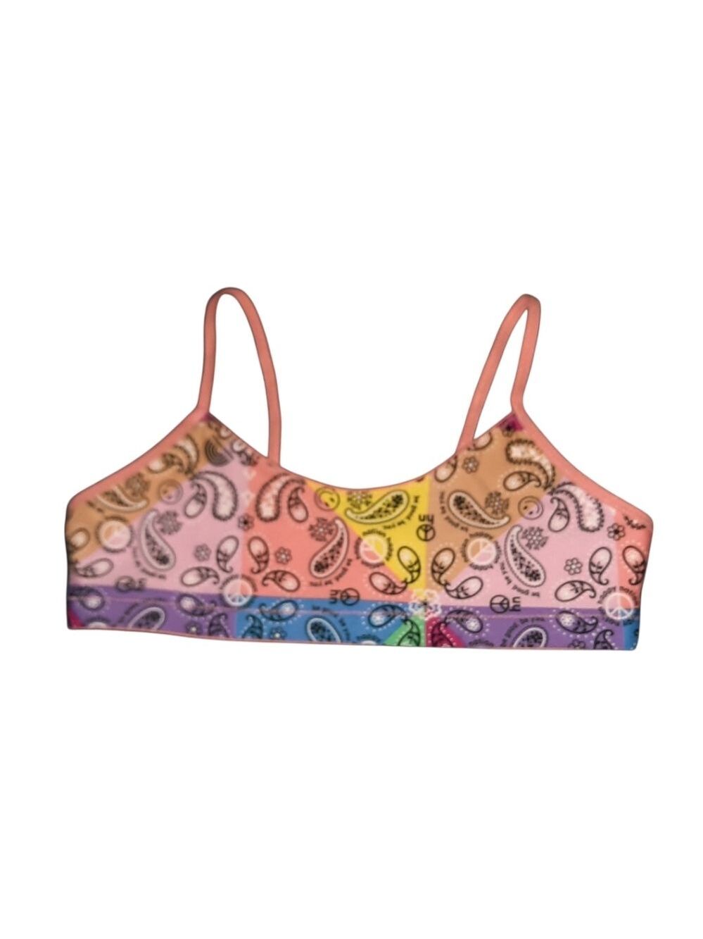 Happy Nation Girls Paisley Print Bralette Medium Size 10 NWT